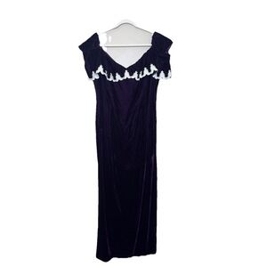 Women's Velvet Dress Jordan  Gothic Evening Long Maxi 90s Whimsigoth Embroidered